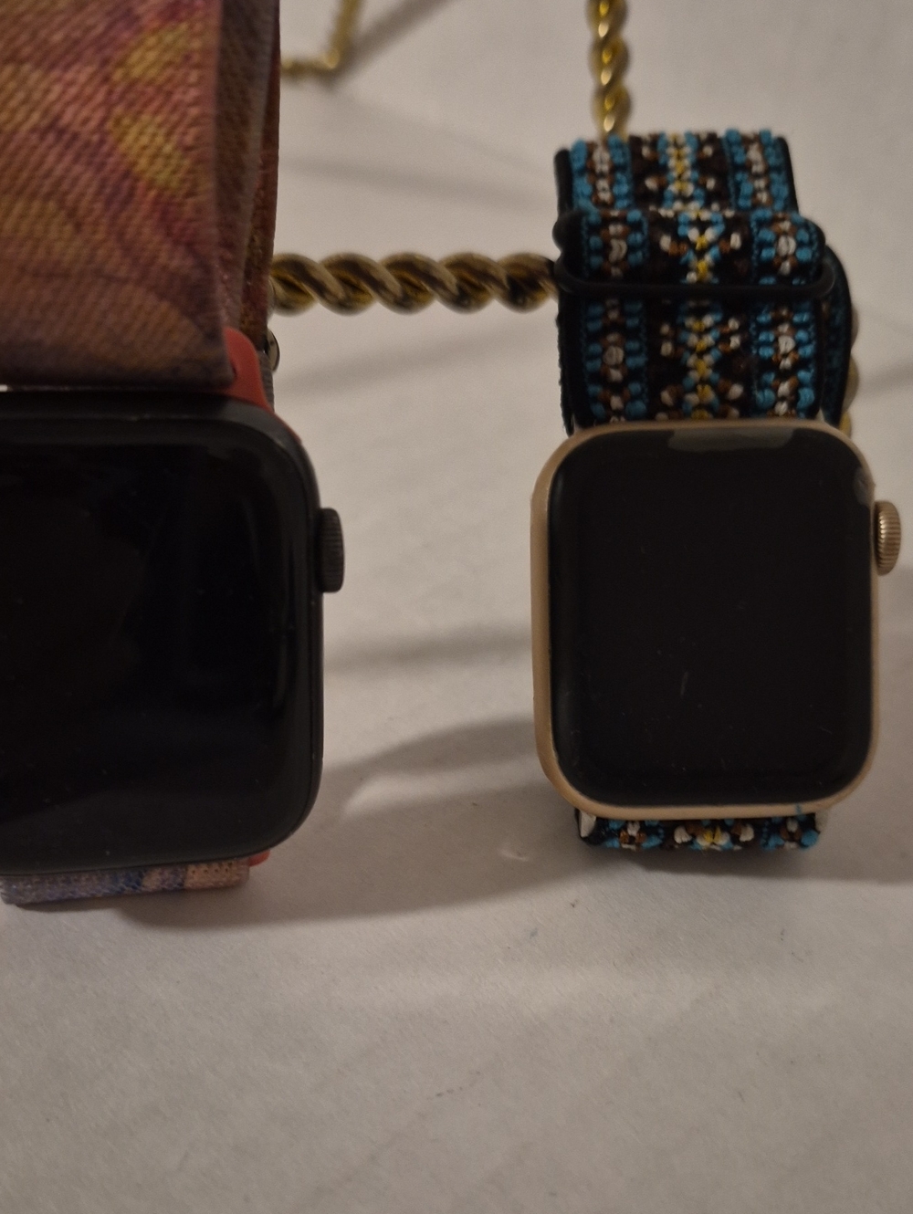 Qty #2 Apple Gold Smartwatch  Black and Blue Woven Band